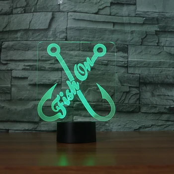 

Fishing Hook 3D LED RGB Night Light 7 Color Change Desk Light Action Figures 2822 Kids Home Christmas Toys
