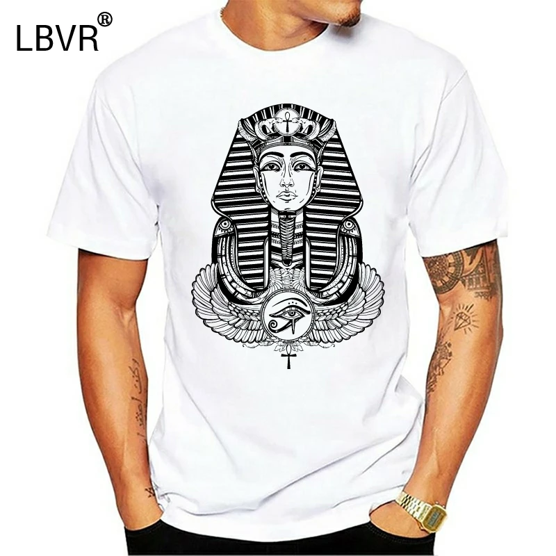 Egyptian Pharoah With Winged Ankh Symbol Mens T-Shirt - Egypt Pagan | Мужская одежда