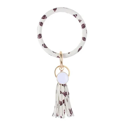 ZG New PU Leather O Bracelet KeyChains Circle Cute Same Color Tassel Wristlet Keychain Wholesale Women Girls - Цвет: NO.7