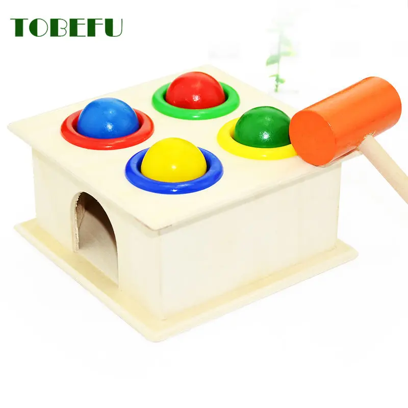 TOBEFU 1 Set Wooden Toys Hammering Ball Hammer Box Children Fun Kids Playing Hamster Game Puzzle Toys for Children Boys Girls