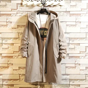 

2020 Casual Mens Windbreaker Jackets Long Trench Coat For Men Spring Autumn Winter Clothes