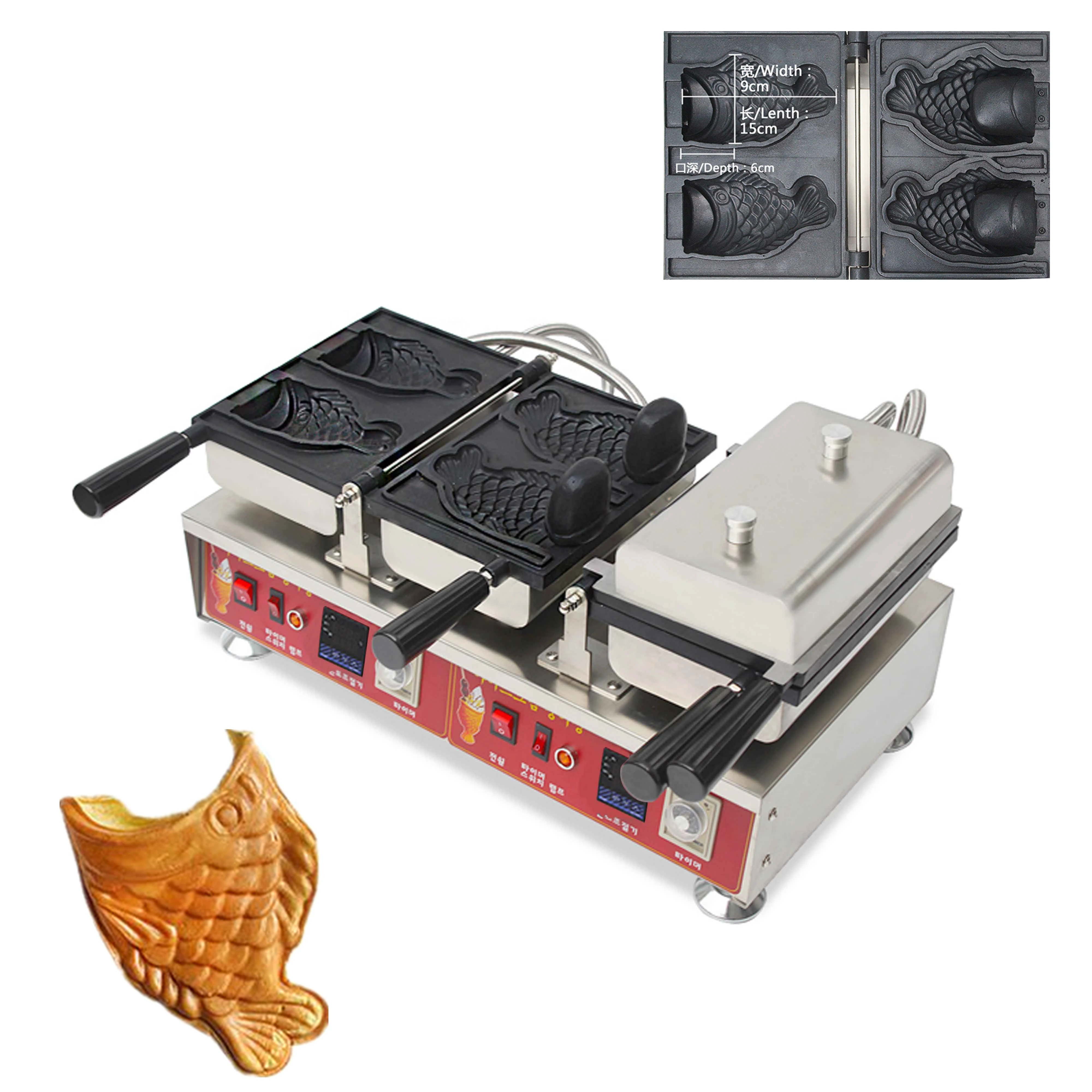 

Commercial Electric Non-stick taiyaki pan fish waffle maker Digital Taiyaki machine Ice cream Taiyaki waffle cone maker machine