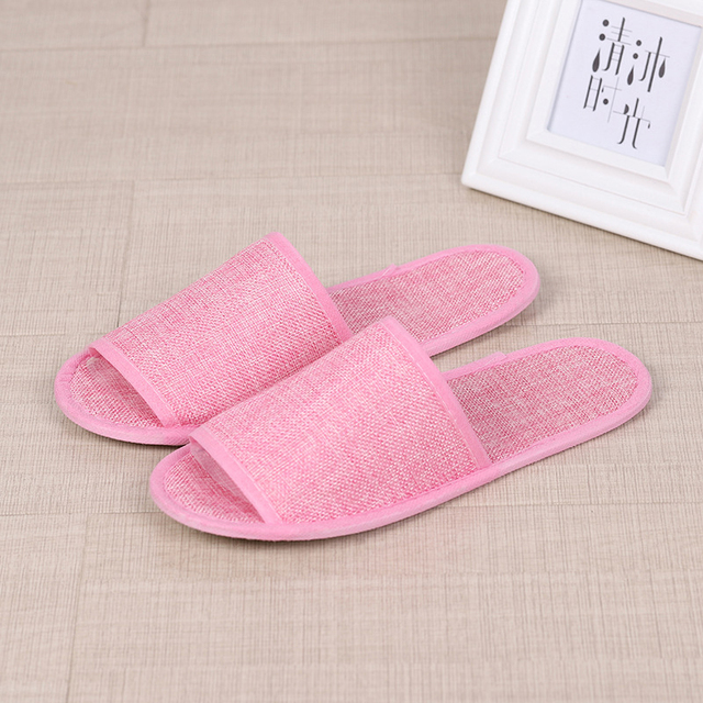 Comfortable Breathable Slippers Hotel Disposable Supplies Summer Home Hospitality Linen Slippers Thick Bottom