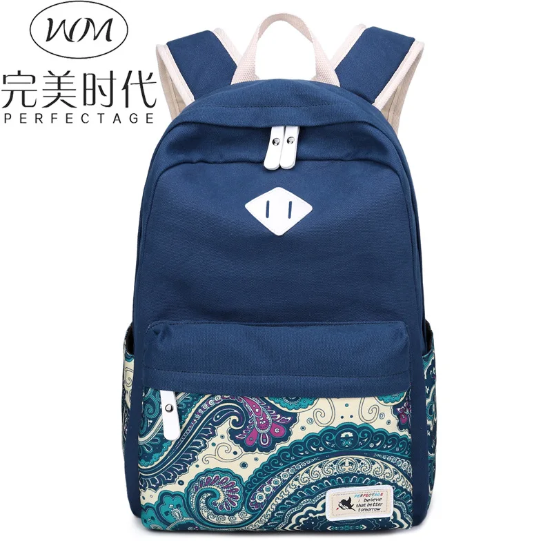 Стиль рюкзак женский корейский Стиль Повседневный принт в национальном стиле колледж стиль холщовый рюкзак женская Средняя школа S