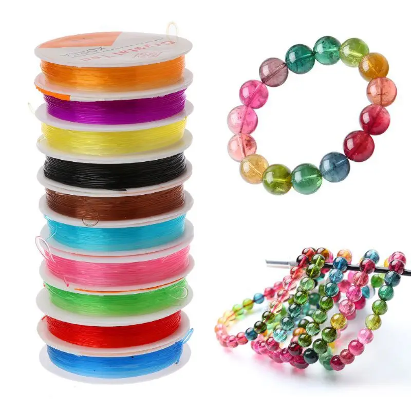 10 Rolls Elastic Crystal Stretch Polyester Threads Beading String Cord for Bracelet Necklace Jewelry Making 10m per Roll | Украшения и