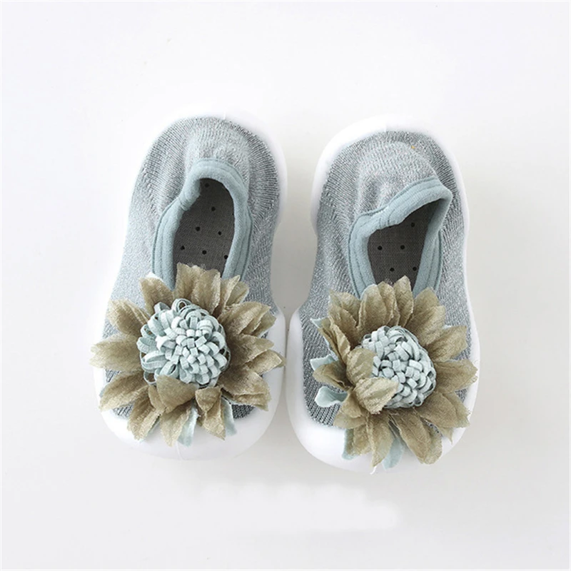 Blue Flower Детские носки с резиновой подошвой носки детские носки тапочки детские закрытый носок туфли тапочка носки с резиновой подошвой мягкая подошва - Цвет: Blue Flower