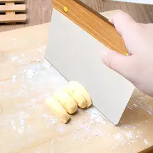 Stainless Steel Flour Scraping Cutter Dough Scraper With Wood Handle For Kitchen Use