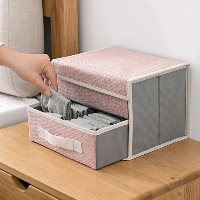 Nagy Kapacitású Tároló Fiók Nem Szőtt Összecsukható Zokni Kosár Asztali Szervező Tartály Fehérnemű Ékszerek Sál - Image 5