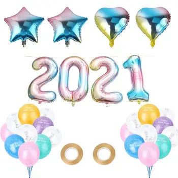 

30pcs Happy New Year Balloons 2021 Year Printing Latex Balloons Party Supplies Include 28pcs Balloons 2pcs Ribbons