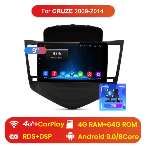 Junsun 4G+ 64G Android 9,0 4G Автомобильный Радио Мультимедиа Видео плеер навигация gps WiFi 2 din для Chevrolet CRUZE 2009- без DVD - Цвет: 4G (4GB 64GB)