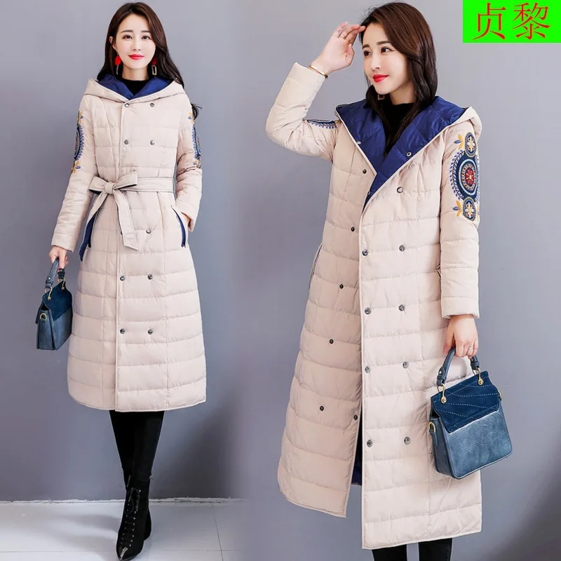 

2018 Winter New Style WOMEN'S Dress Korean-style Slim Fit down Feather Cotton-padded Clothes off Season Mid-length over-the-Knee