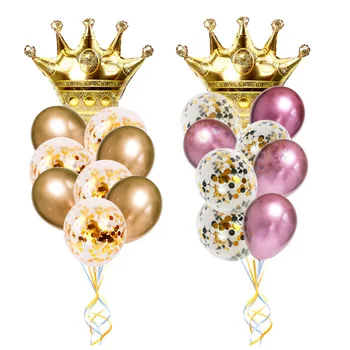 

Gold Crown Foil Balloons 1st Birthday Decorations Adult for 18th Birthday Party Balloon blue Latex Prince Princess Baby Shower