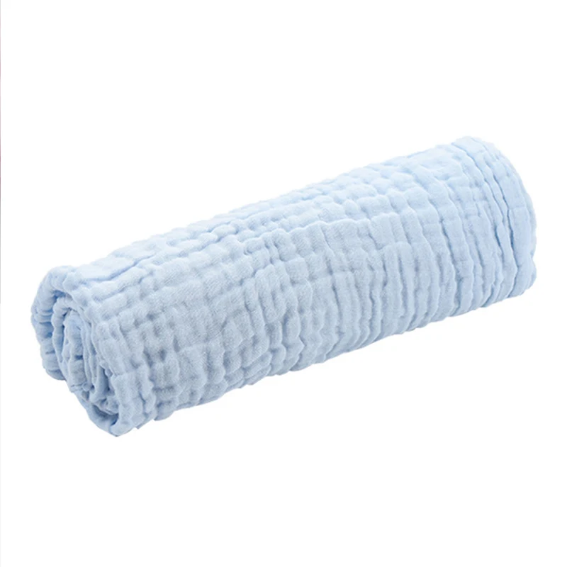 Newborn Muslin Blanket Infant Baby Organic Cotton 6 Layers Gauze Bath Towel Bebes Swaddle Blankets Hold Wraps - Цвет: Небесно-голубой