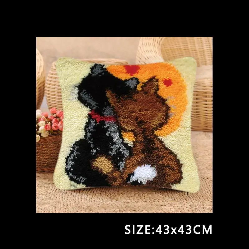Knooppakket Klink Мультяшные животные Smyrna Haak Kleed Bloemen вышивка крестом подушки Borduurpakket Kussen Вышивка Сделай Сам - Цвет: BZ168