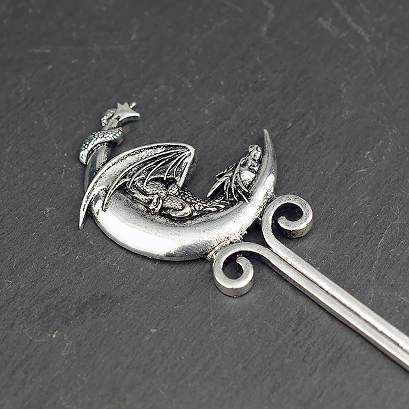 Hair Accessory Ethic Dragon Hairsticks Silver Axe Sword Hair Accessories Witch Snake Triple Moon Pentagram Hairpin Hair Stick