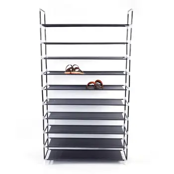 

Simple Assembly 10 Tiers Non-woven Fabric Shoe Rack Built-in Handle For Convenient Carrying
