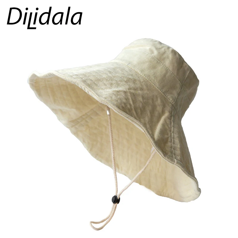 Dilidala летняя Рыбацкая шляпа от солнца из хлопка и льна с большим козырьком, женские шляпы с защитой от солнца, шапка для путешествий