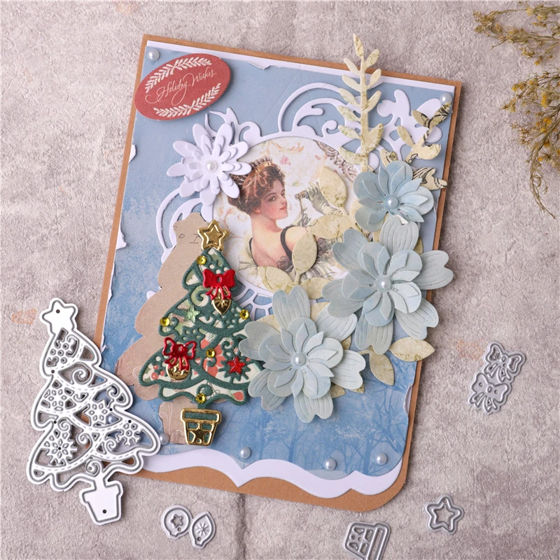 

YaMinSanNiO Christmas Tree Metal Cutting Dies Scrapbooking Craft Dies Stencil Album Embossing Card Making Die Cut Dies New 2020