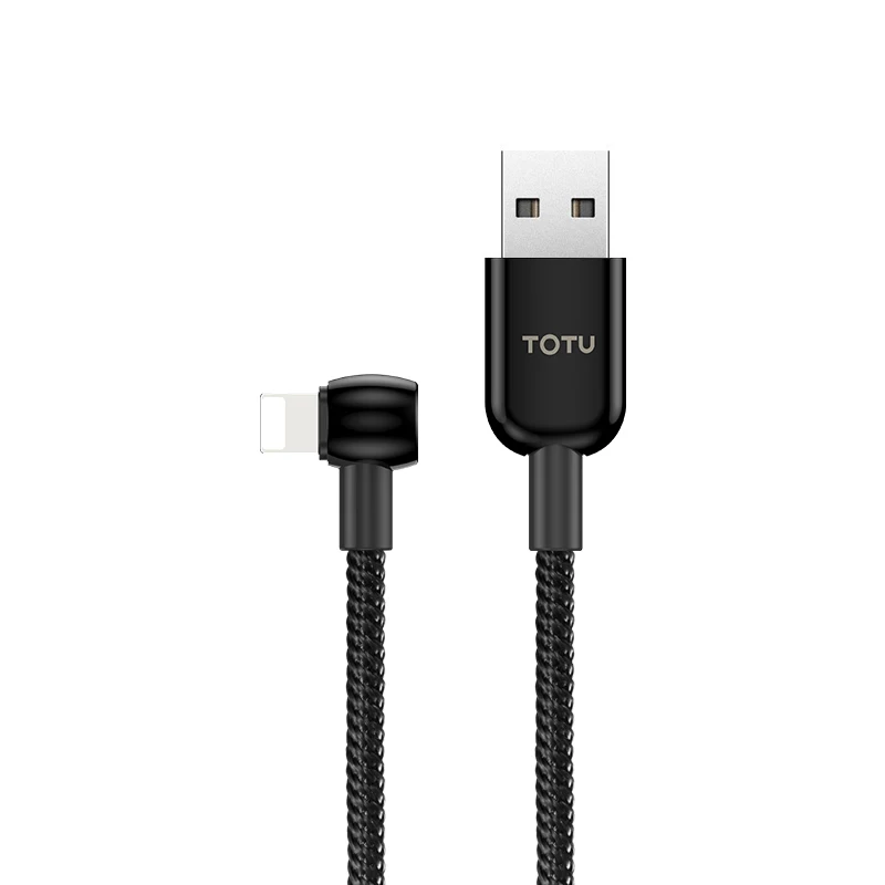 TOTU 1,2 м нейлоновый USB кабель для зарядки телефона для Iphone 11 Pro Max кабель с светодиодный светильник для зарядки Iphone X 8 7 6 Plus зарядное устройство - Цвет: BLACK