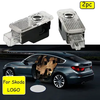 

2Pcs LED Car Door Welcome Light Ghost Shadow Lamp Logo Projector Lights For Skoda Octvia Febia Roomster Logo Light ghost light