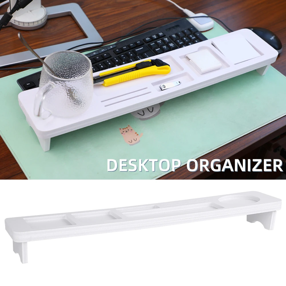 

1PCs Multifunction Desktop Computer Storage Rack Tray Desktop Shelf Organizer Home Office Sundries Supply Holder White