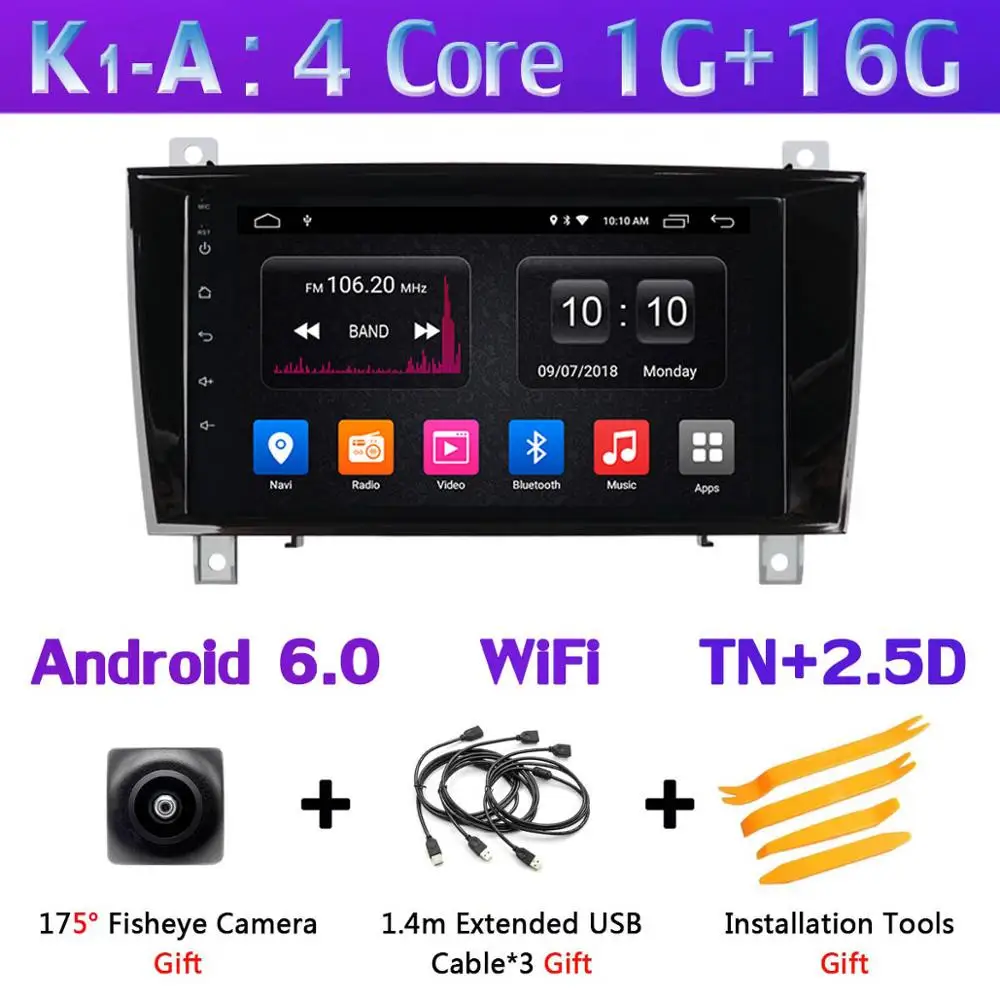 K1-A 360 ° панорамный Android 9,0 4G+ 64G Автомобильный мультимедийный плеер CarPlay Авто DSP SPDIF gps радио для Mercedes Benz SLK Class R171 W171 - Цвет: K1-A