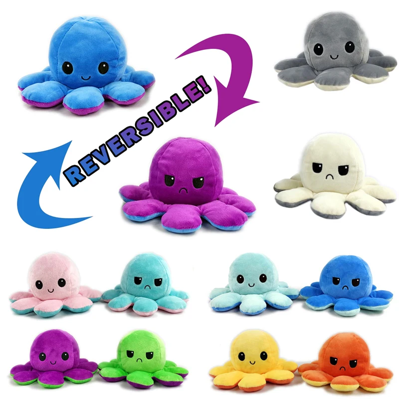 

Octop Reversible Doll Double-sided Flip Octop Plush Toy Chirdren Kids Birthday Gift Stuffed Filled Plush Child Octops Toy