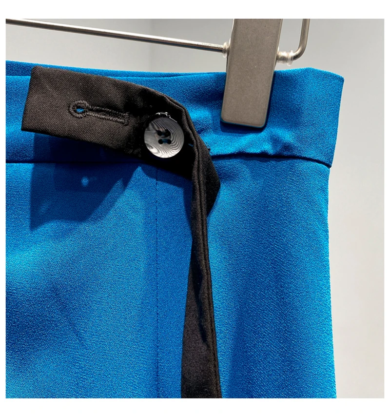 [EAM] High Waist Blue Asymmetrical Pleated Ruffles Temperament Half-body Skirt Women Fashion Tide New Spring Autumn 2020 1X801