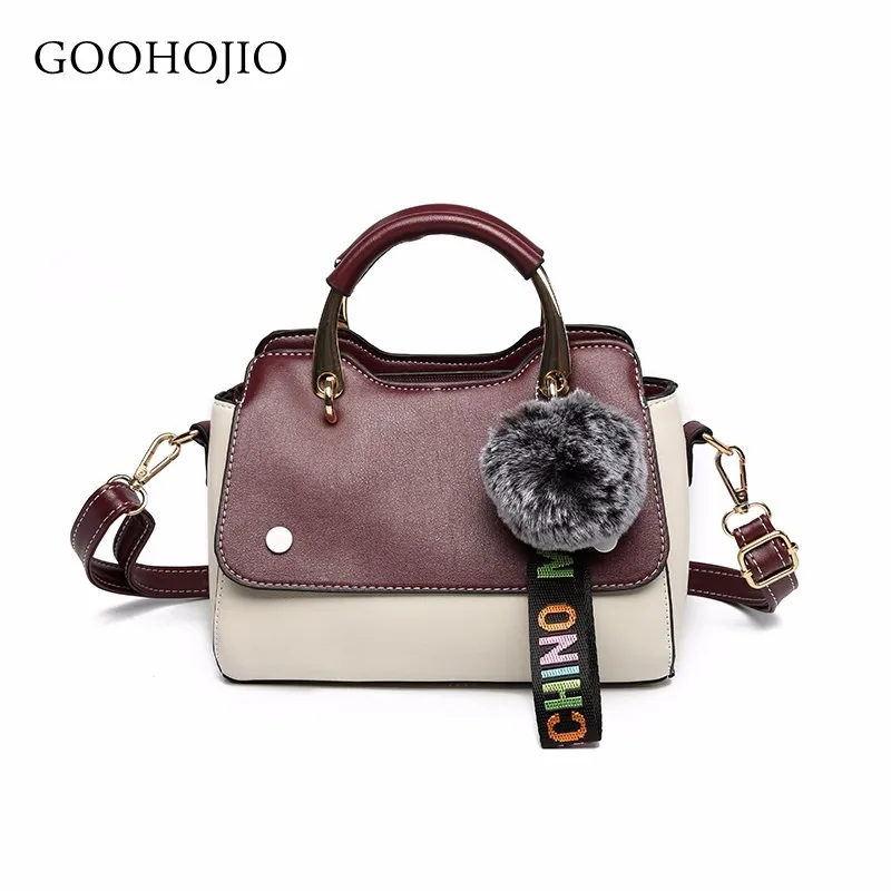 

Luxury brand Lady Bags Female Messenger Bag Crossbody For Women's Litchi Clutch Contrast Color Portable Hair Ball Woman Black