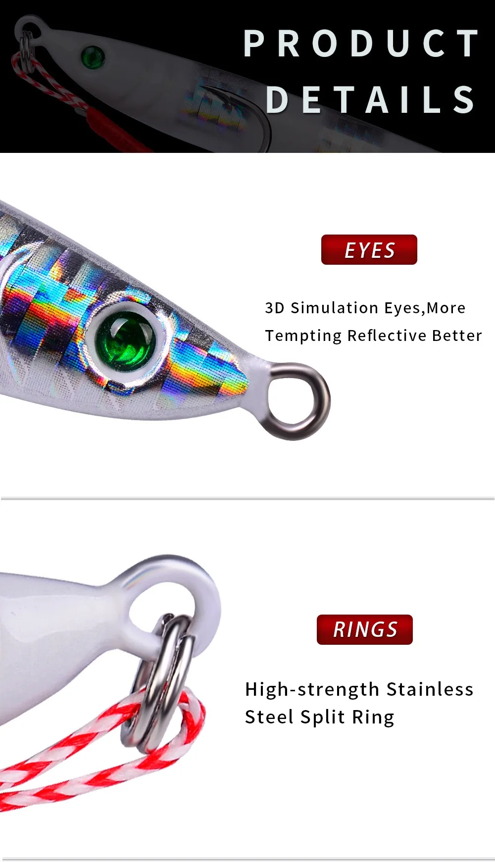 Description Picture 3 of itemPRO BEROS Metal Jig Bait Weight 7g-60g Trolling hard bait bass fishing tackle trout diving bait Sea Fishing Lures Pesca