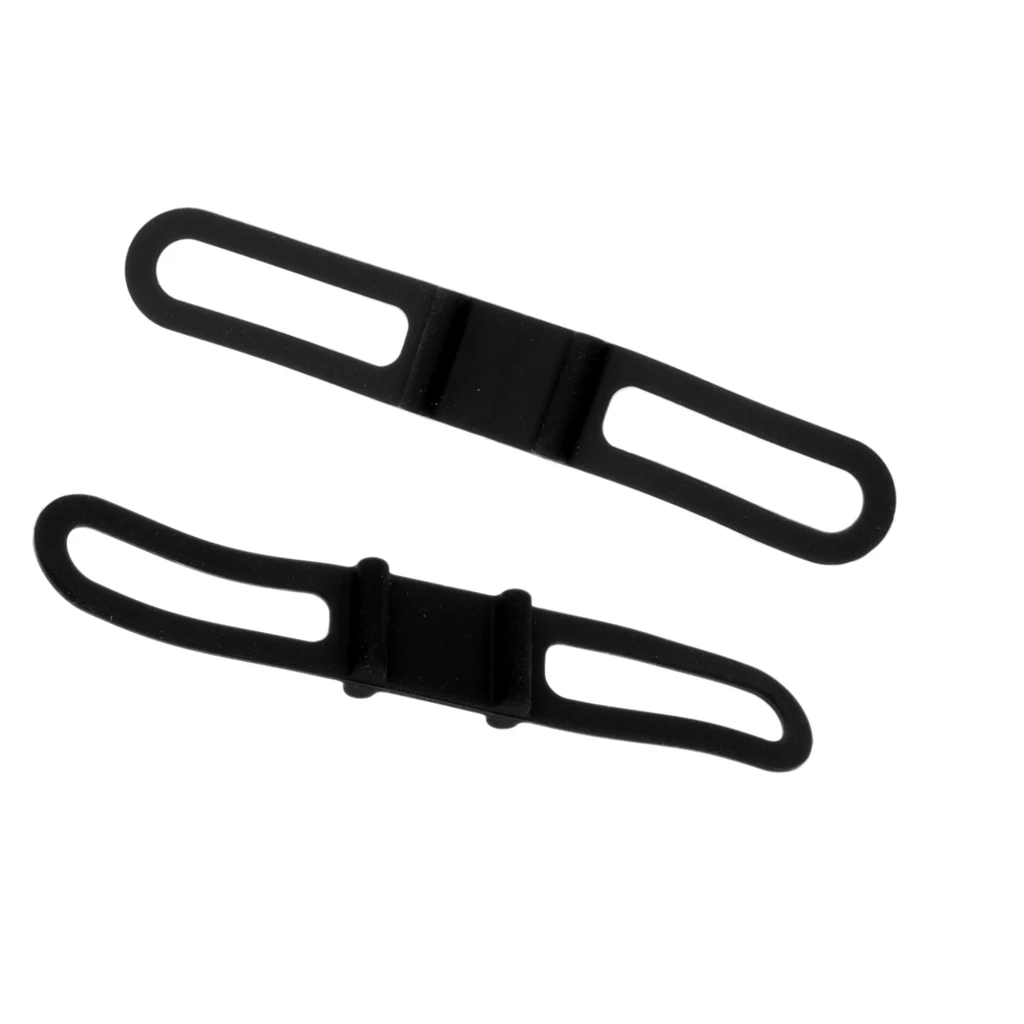 2 Pieces Bike Silicone Band Bicycle Flashlight Strap Phone Holder Black