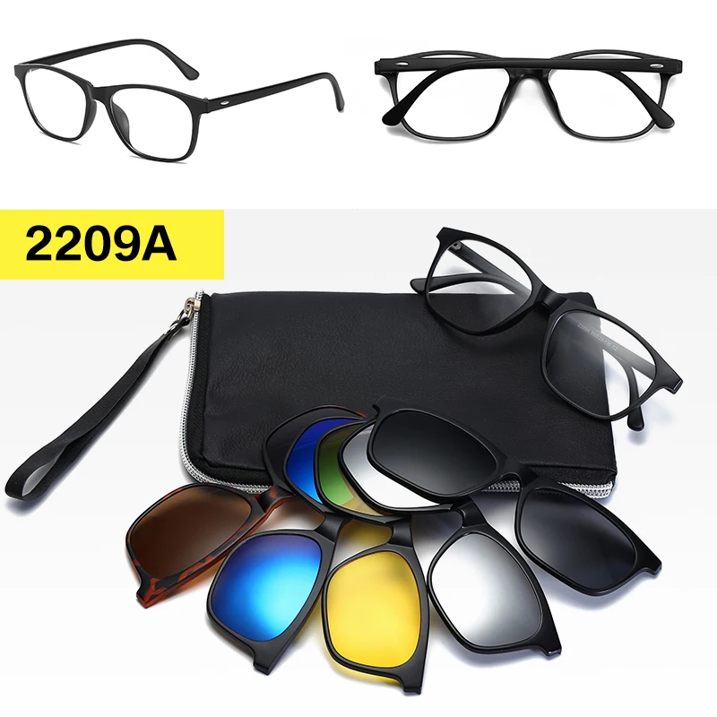 Ультра-светильник, поляризационные солнцезащитные очки на клипсах, мужские, женские, ретро очки, оправа для очков, оптические очки, оправа по рецепту, близорукость - Цвет линз: 2209
