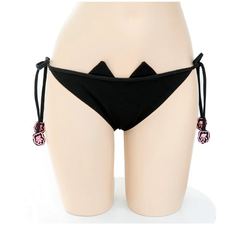 Women Cosplay Costume Lovely Neko Cosplay Cute Lolita Cat Collar Pierced Bra Brief Set Lingerie