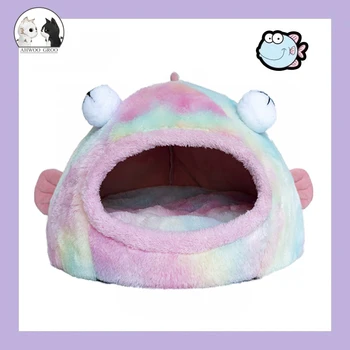 

Fish Cat Bed House funny Soft Plush Best Pet Dog Bed For Dogs Basket Pet Products Cushion Cat Pet Bed Mat Cat House Animals Sofa