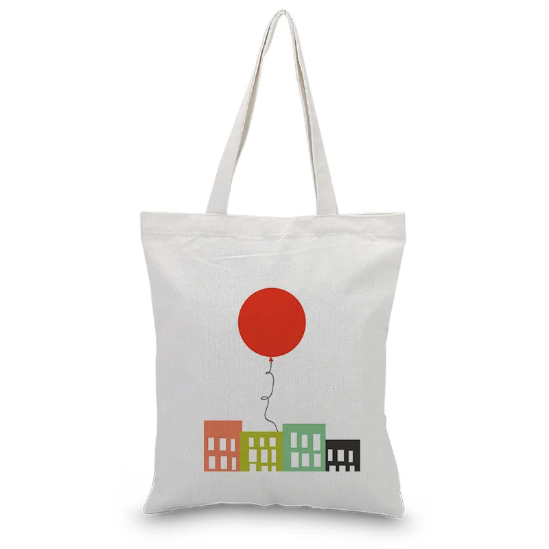 Воздушный шар хозяйственная сумка печать на заказ Печать текстовый логотип DIY сумка складная багандбэг Холщовая Сумка для ежедневного использования экологический многоразовый рециркулирует