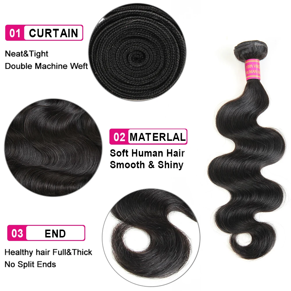 Meetu Body Wave Bundles 100% Human Hair Bundles Deal Natural Color 8-30 inch Brazilian Hair Weave Non Remy Extensitions