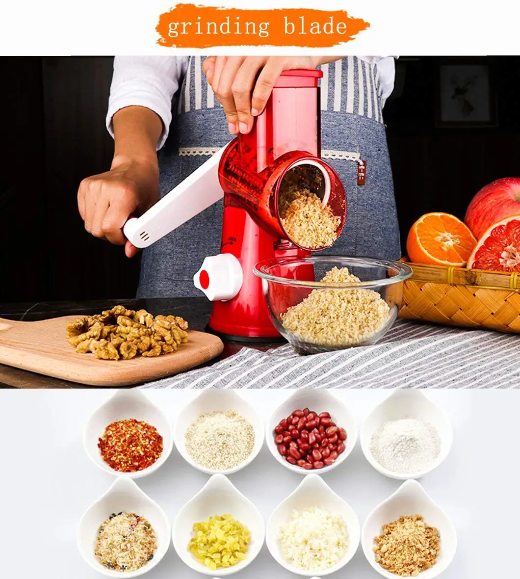 Vegetable Mandoline Slicer Multipurpose Fruit Vegetable Cutter Potato Cheese Shredder Rotary Drum Grater Chopper Kitchen Gadgets