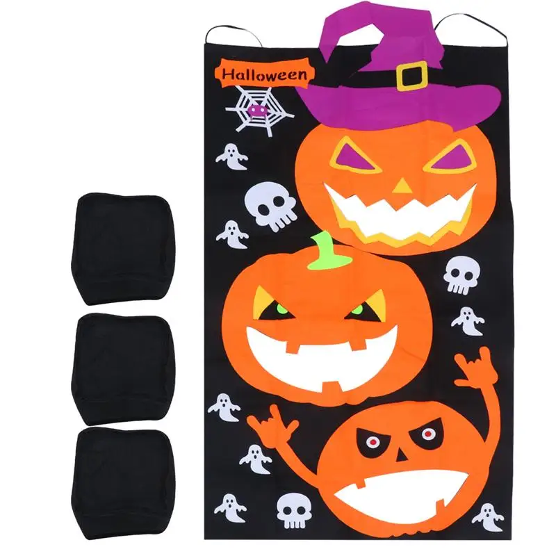 

1 Set Throwing Sandbag Decoration Pumpkin Black Prime Game Props Hanging Toy Sandbag Pendant for Home Halloween Party