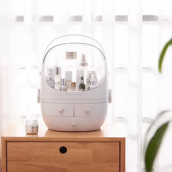 

Transparent Acrylic Clamshell 3 Drawer Dressing Table Rounded Makeup Holder Storage Box For Lipstick Jewelry Cosmetic Organizer