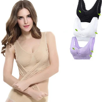 

2XL Plus Size Lingerie Lace Solid Color Cross Side Buckle Without Rims Gathered Sports Underwear Sleep Bra New