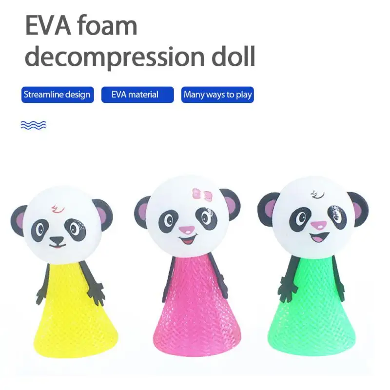 3Pcs Bounce Elf Panda Doll Children's Decompression Toys Braid Colorful Cartoon Emoticons Kids Creative Tricky Practical Gifts | Игрушки