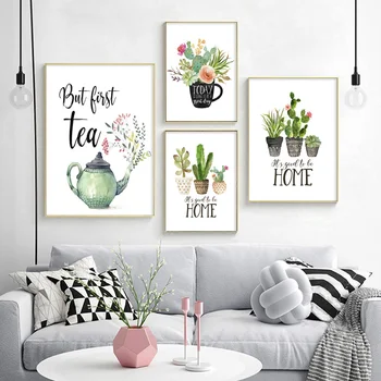 

Printing Green Plant Cactus Art Painting Home Decoration Living Room Background Wall Hanging Picture Frameless Housewarming Gift