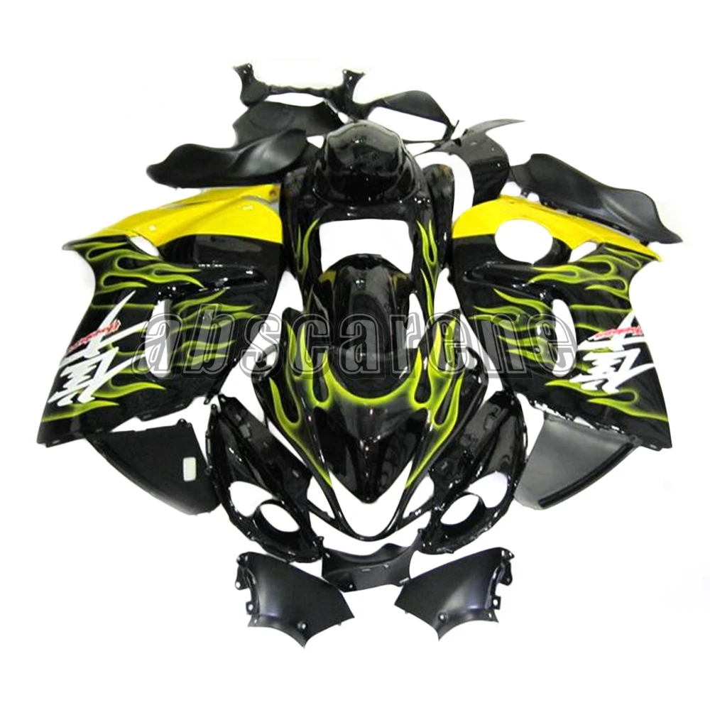 Full Fairing Kit For Suzuki GSXR1300 Hayabusa 2008 - 2016 10 11 12 13 14 15 16 ABS Injection Cowlings Black With Yellow Flames | Автомобили