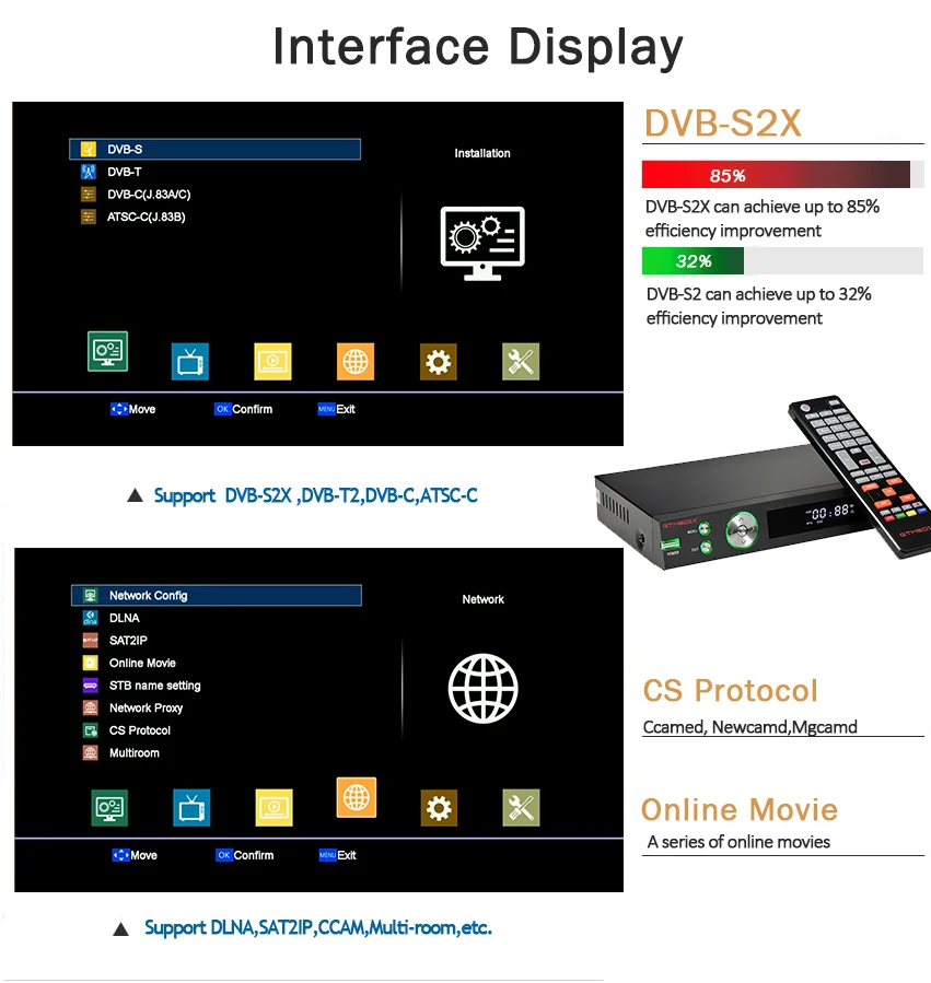 Receptor SAT 4K (DVB-S2X) + TDT (T2/C), H265, 1 Lector tarjetas