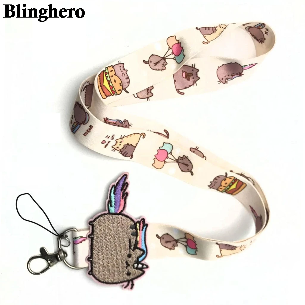CA698 Wholesale 20pcs/lot Cute Cat key lanyard ID Badge Holder Animal Mobile Phone Neck Strap With Key Ring 1PCS