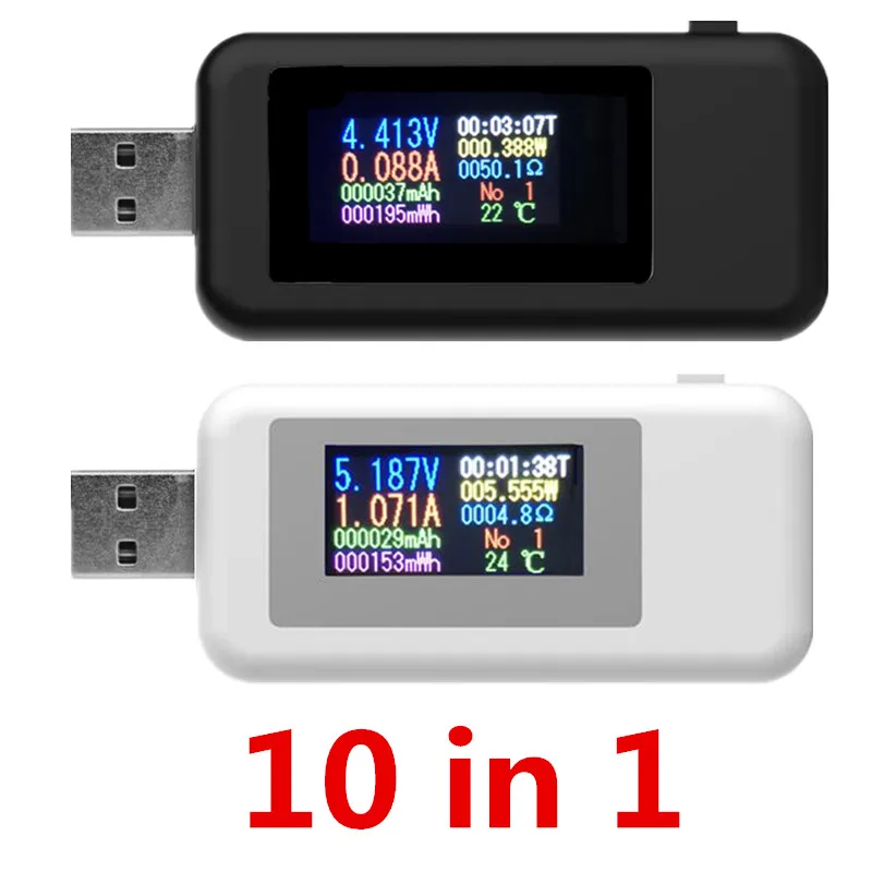 

9/10 in 1 DC USB Tester Current 4-30V Voltage Meter Timing Ammeter Digital Monitor Cut-off Power Indicator Bank Charger 40%off