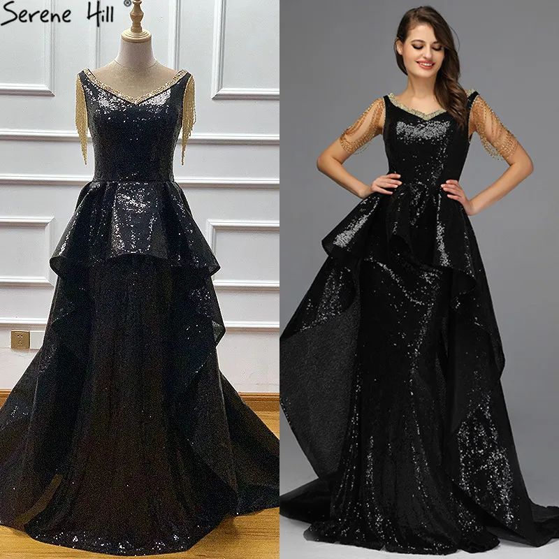 Черные сексуальные вечерние платья с открытыми плечами Дубай Ddesign без рукавов Кристальные вечерние платья Serene Хилл BLA60798