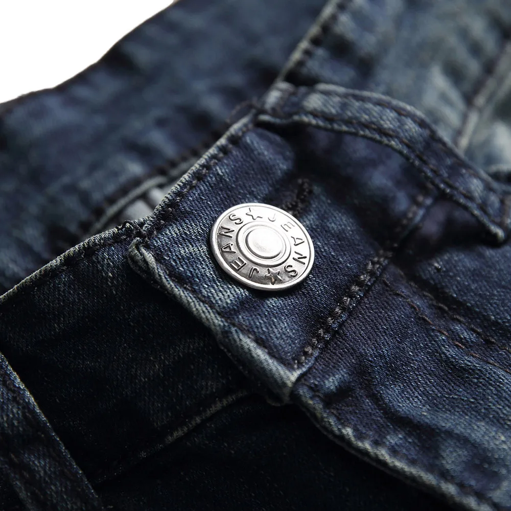 Men's Autumn Denim Cotton Straight Ripped Hole Trousers Distressed Jeans Pants New Fashion Male Straight Casual Jeans