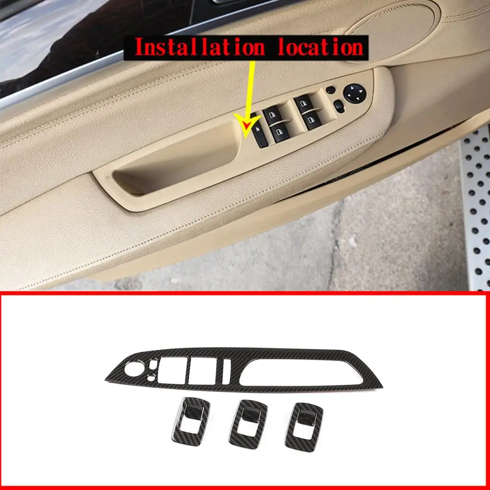 

Carbon Fiber Style ABS Chrome Window Lift Button Frame Trim For BMW X5 X6 E70 E71 2008-2013 Left Hand Drive Accessories