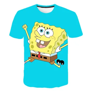 

2020 Summer Fashion New Children's T-Shirt Cute Spongebob Animation 3d Printing T-Shirt Boys And Girls Short-Sleeved Top